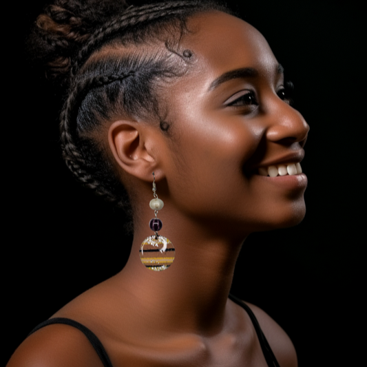 Striped Round Earrings