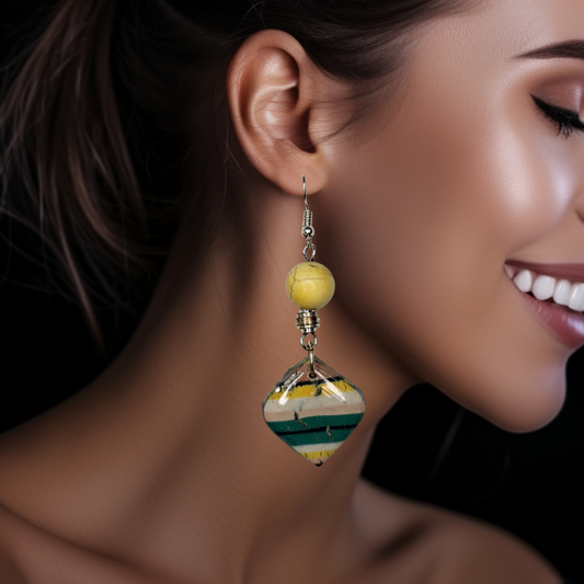 Striped Diamond-Shaped Earrings