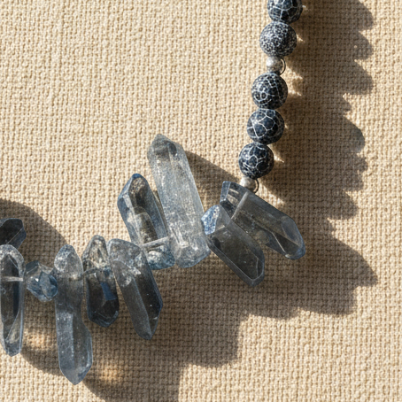 Blue Crystal Nugget Necklace