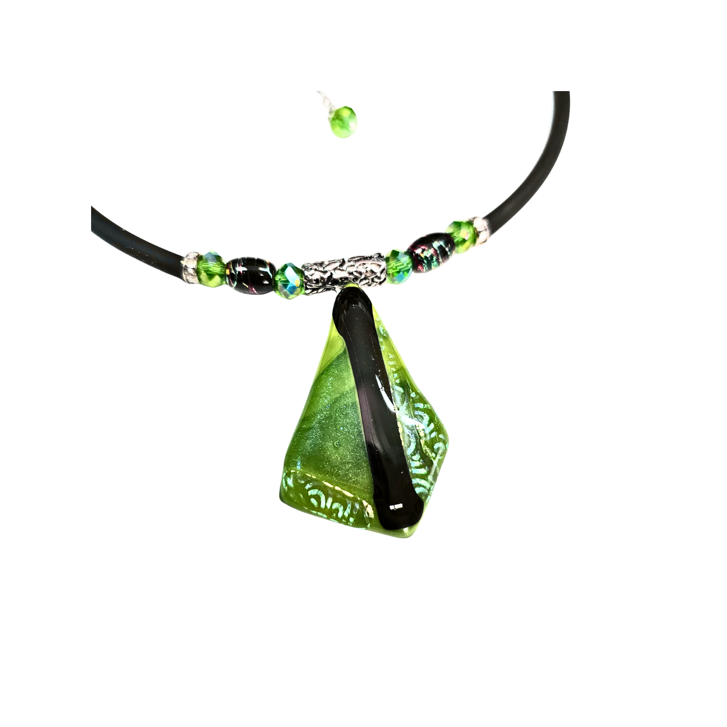 Green Dichroic Glass Pendant Necklace