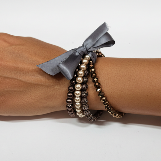 Multi Strand Beaded Bronze Bracelet