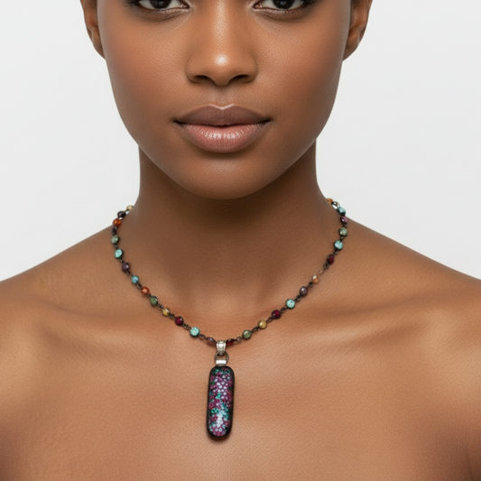 Oval Dichroic Fused Glass Pendant