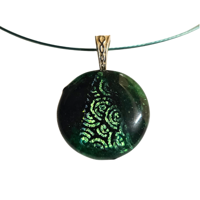 Round Dichroic Fused Glass Pendant