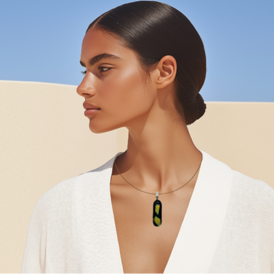 Fused Glass Pendant Oval Shaped Necklace