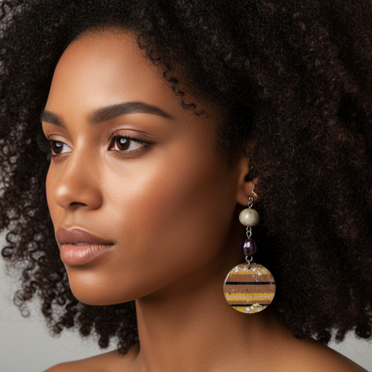 Striped Round Earrings