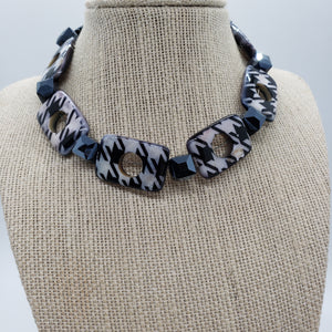 Houndstooth Beaded Choker Necklace