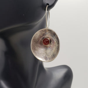 Sterling Silver with Agate Gemstone Disc Earring