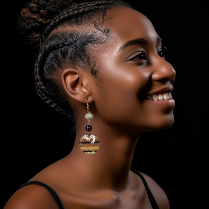 Striped Round Earrings
