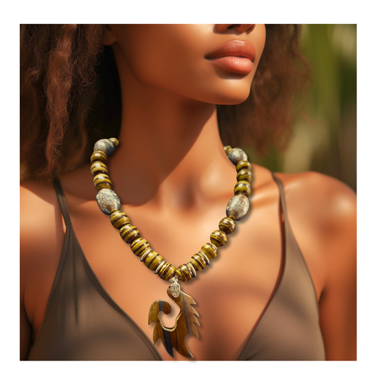 Coco Brown Wood Beaded Necklace