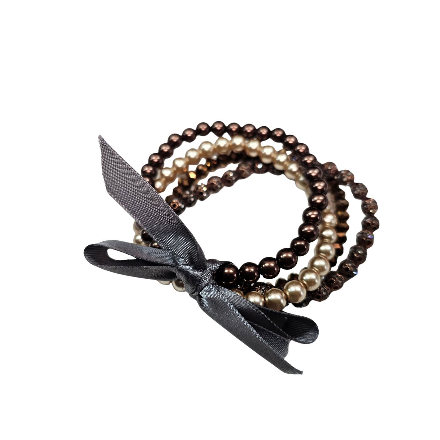 Multi Strand Beaded Bronze Bracelet