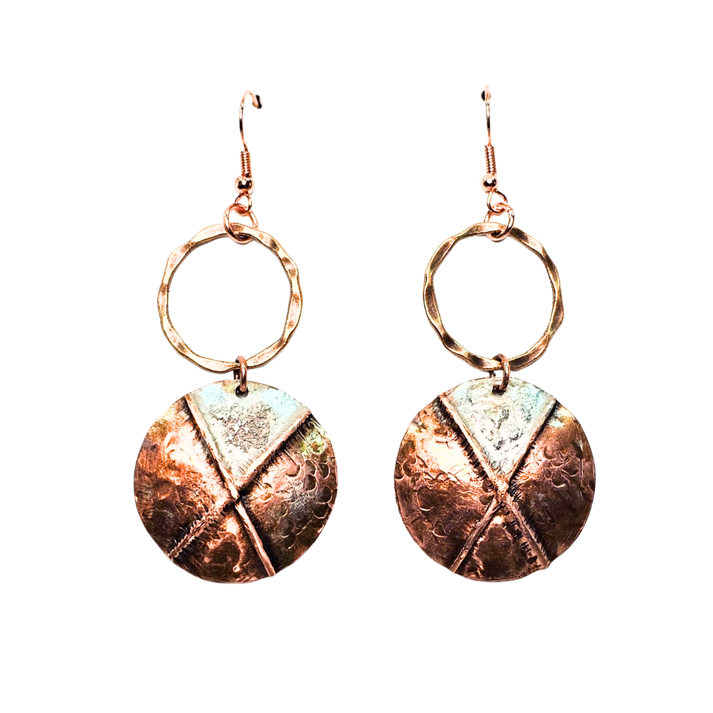 Copper and Sterling Silver Dusted Disc Earrings