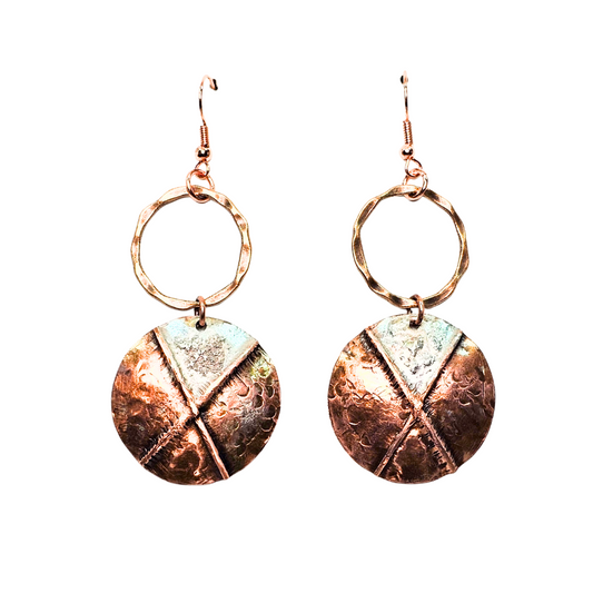 Copper and Sterling Silver Dusted Disc Earrings