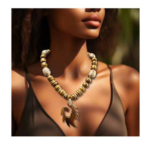 Coco Brown Wood Beaded Necklace
