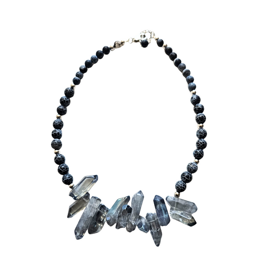 Blue Crystal Nugget Necklace