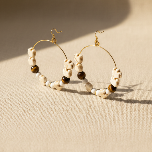 White Natural Turquoise Elephant Earrings