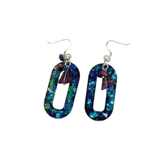 Acrylic Blue-Green Shimmer Earrings