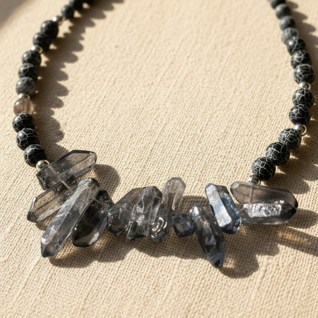 Blue Crystal Nugget Necklace
