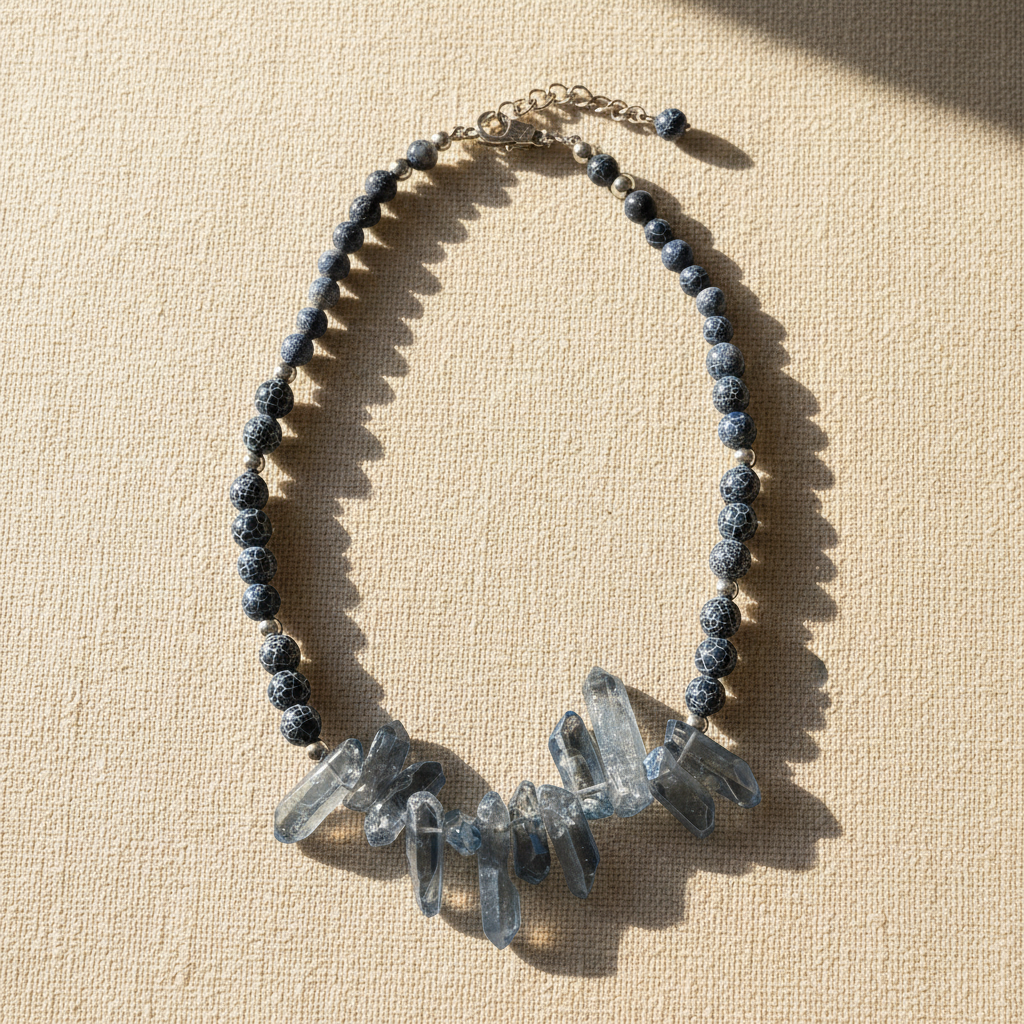 Blue Crystal Nugget Necklace