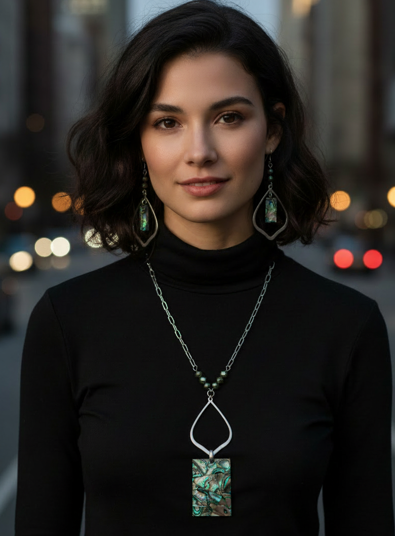 Paua Shell Necklace and Earring Set