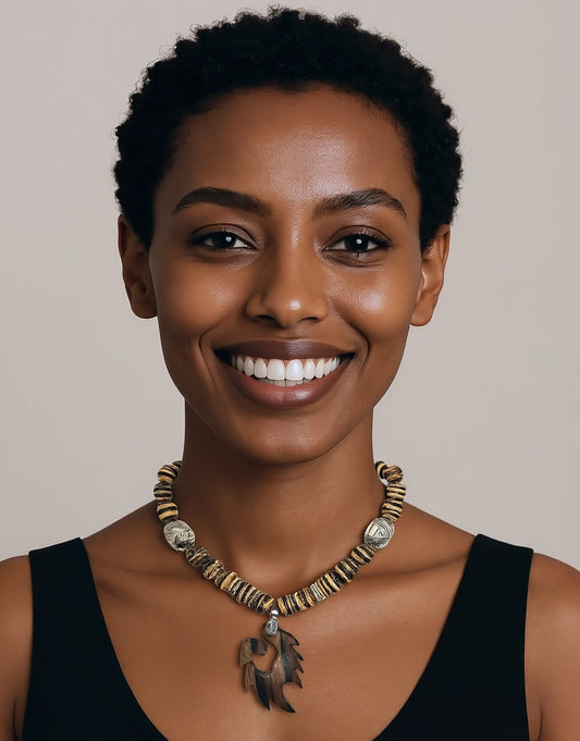 Coco Brown Wood Beaded Necklace