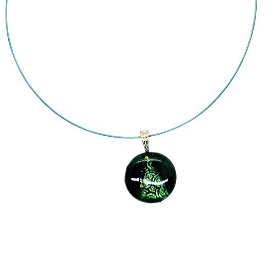 Round Dichroic Fused Glass Pendant