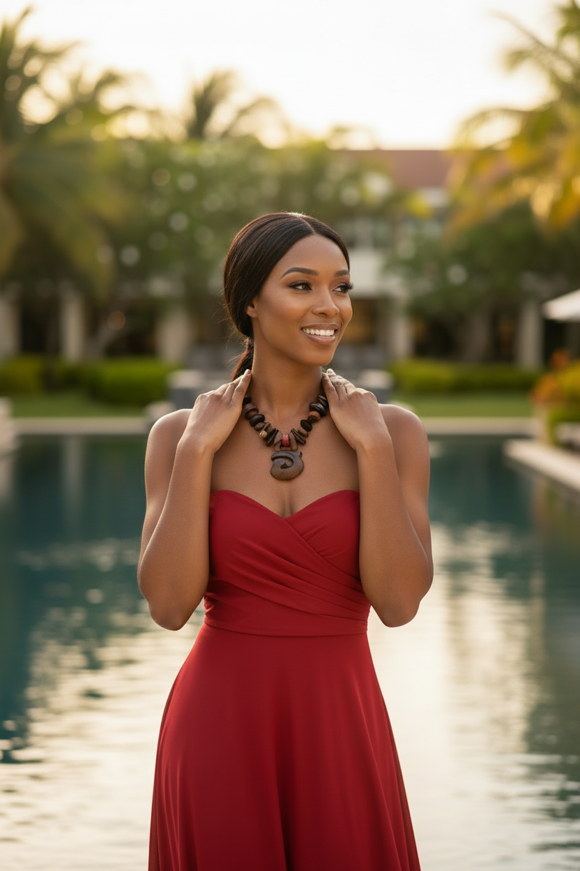 Wood and Coral Necklace