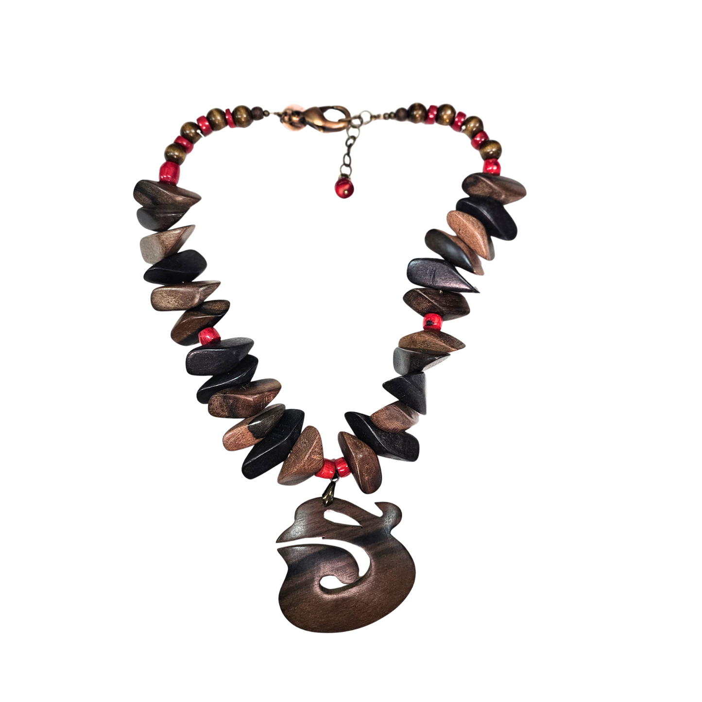 Wood and Coral Necklace