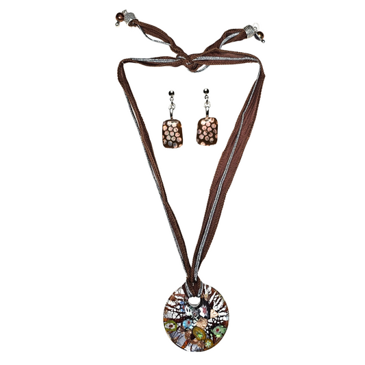 Shimmering Glass Pendant and Earrings