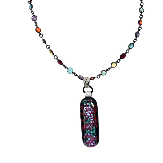 Oval Dichroic Fused Glass Pendant
