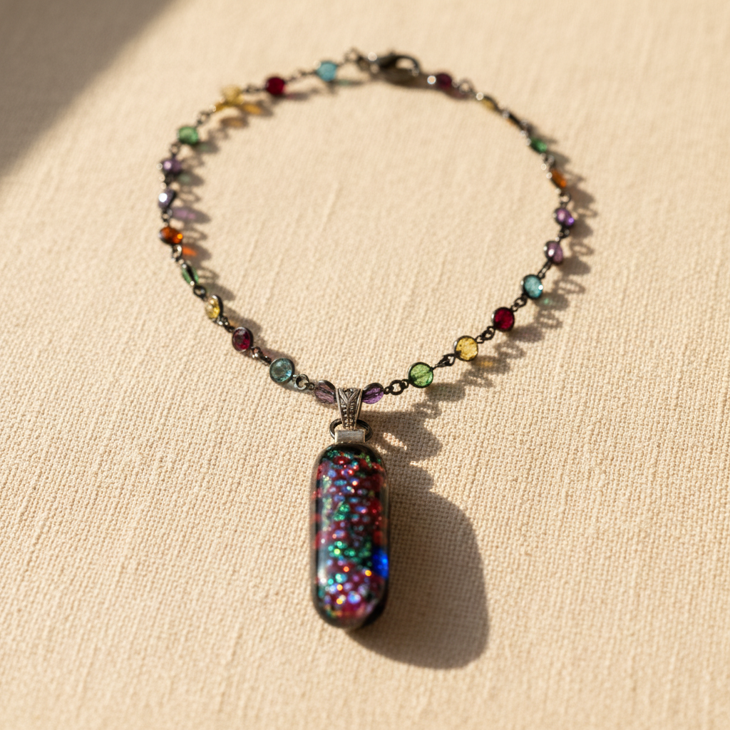 Oval Dichroic Fused Glass Pendant