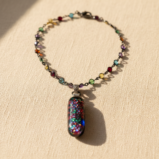 Oval Dichroic Fused Glass Pendant