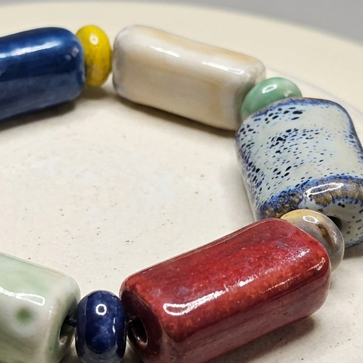 Ceramic Puff Bead Stretch Bracelet