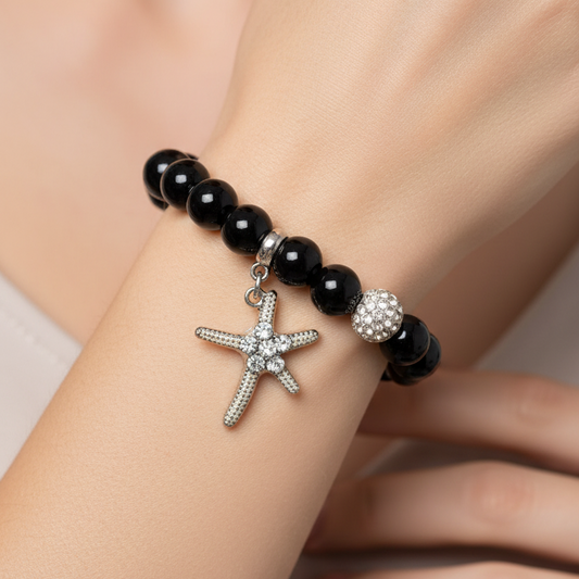 Black and White Crystalized Beaded Bracelet