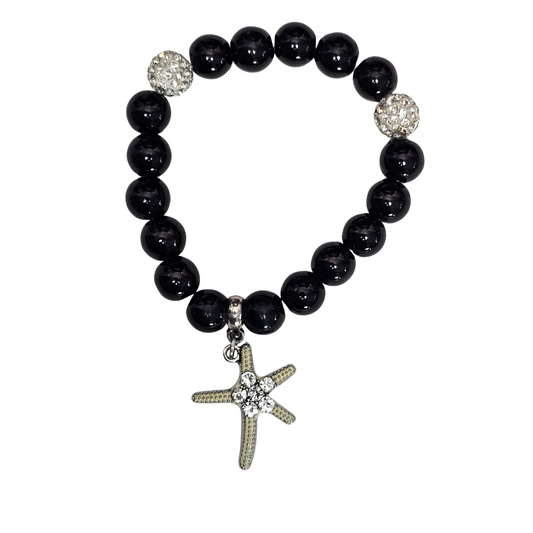 Black and White Crystalized Beaded Bracelet