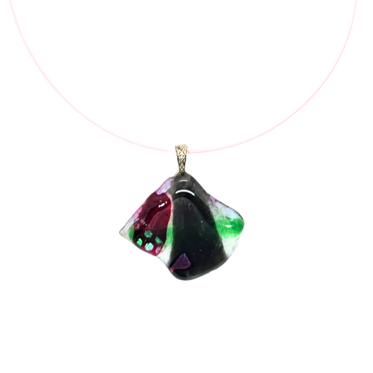 Fan Shaped Fused Glass Pendant