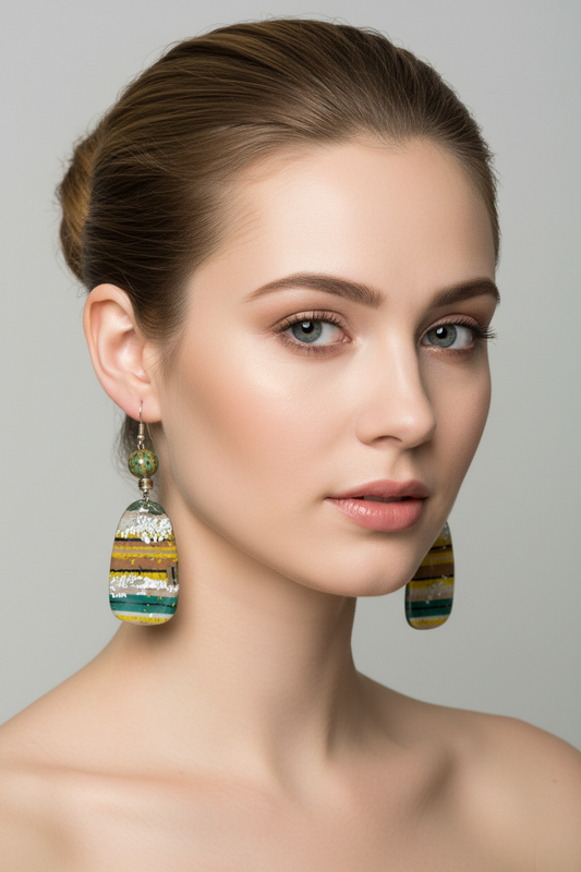 Striped Paddle-Shaped Earrings