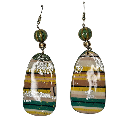 Striped Paddle-Shaped Earrings