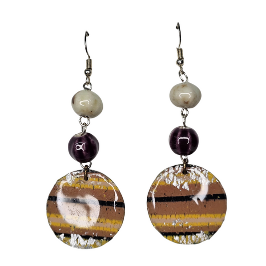 Striped Round Earrings