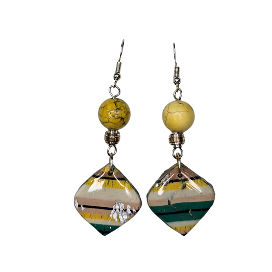 Striped Diamond-Shaped Earrings