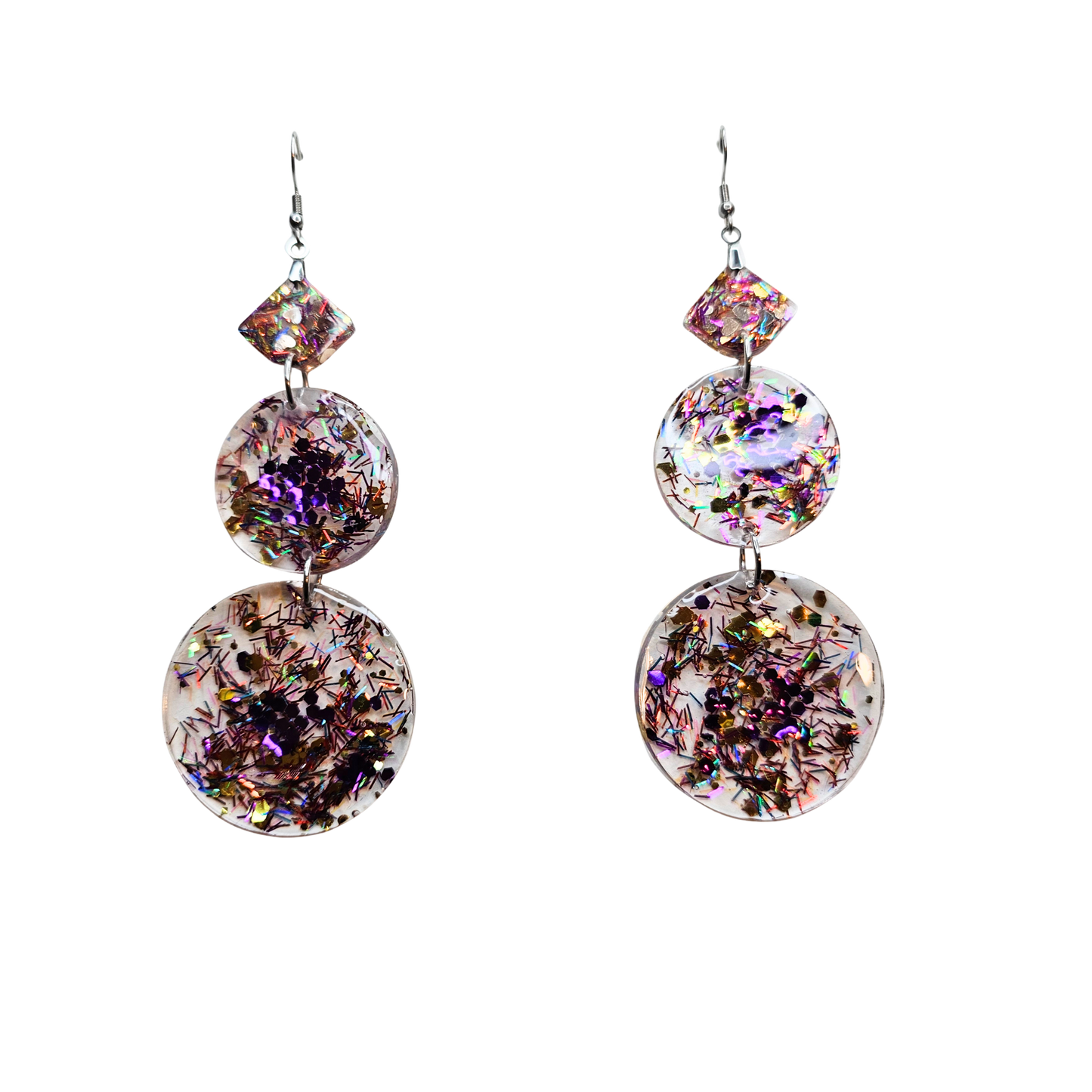 Round Mardi Gras Shimmer Drop Earrings