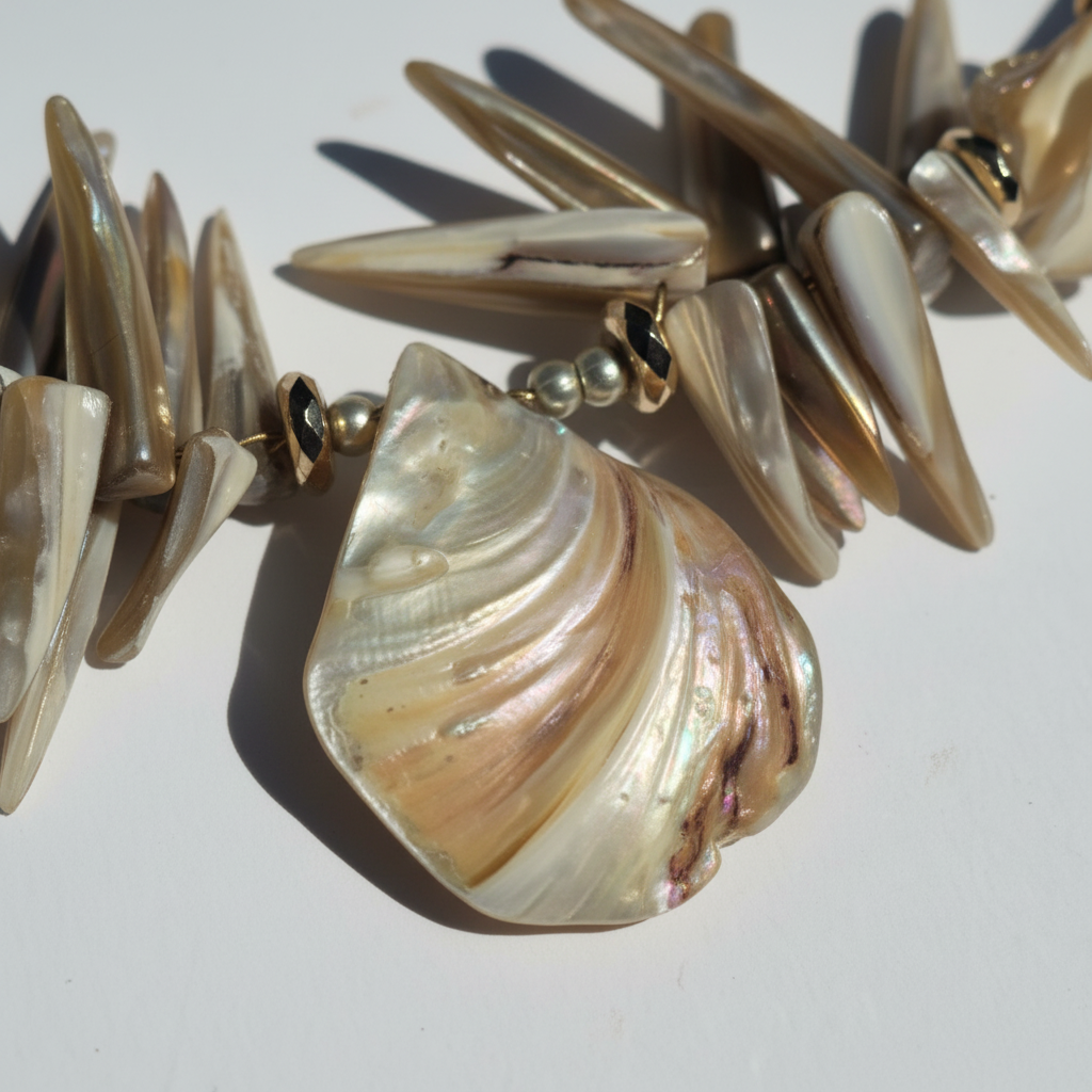 Close up detail of Shoreline shell choker necklace by Designs by DRL