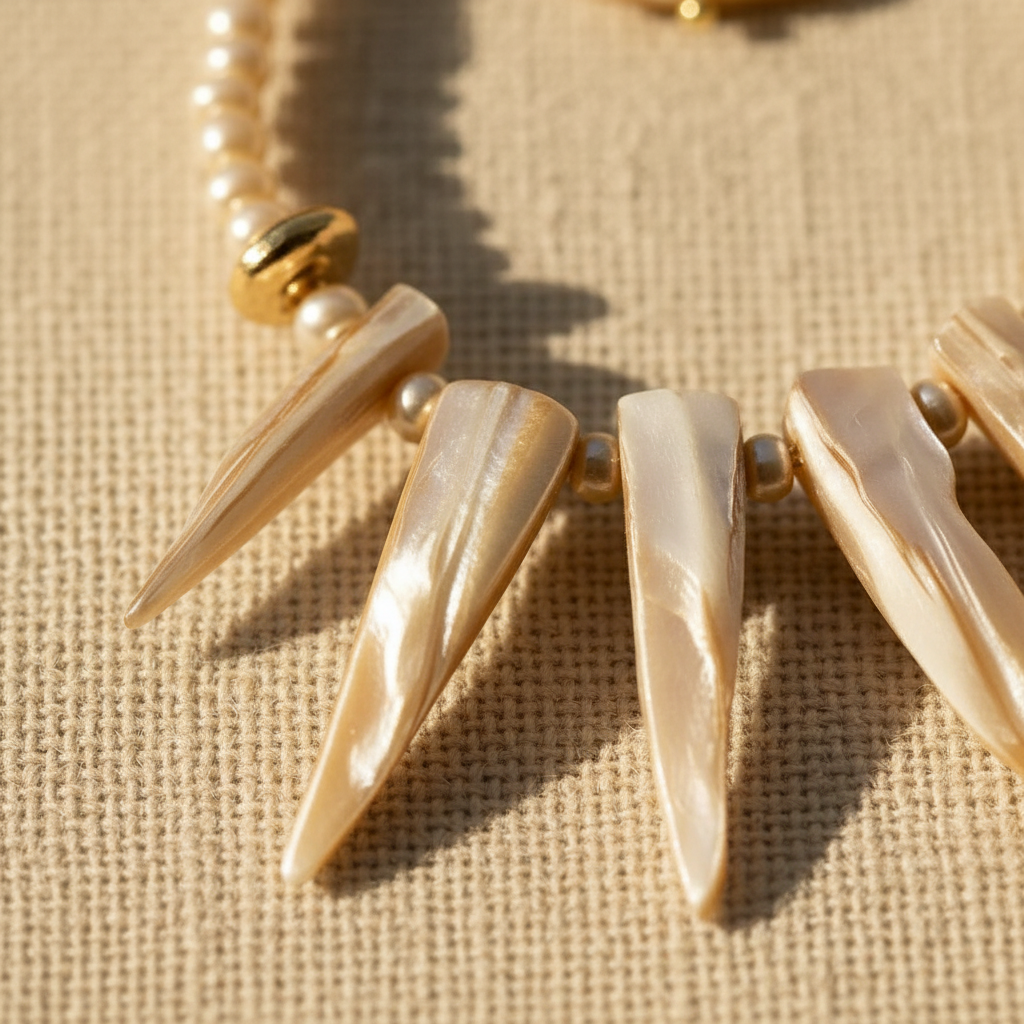 Hand-selected spiked shell hoop earrings Shore Light collection by Designs by DRL