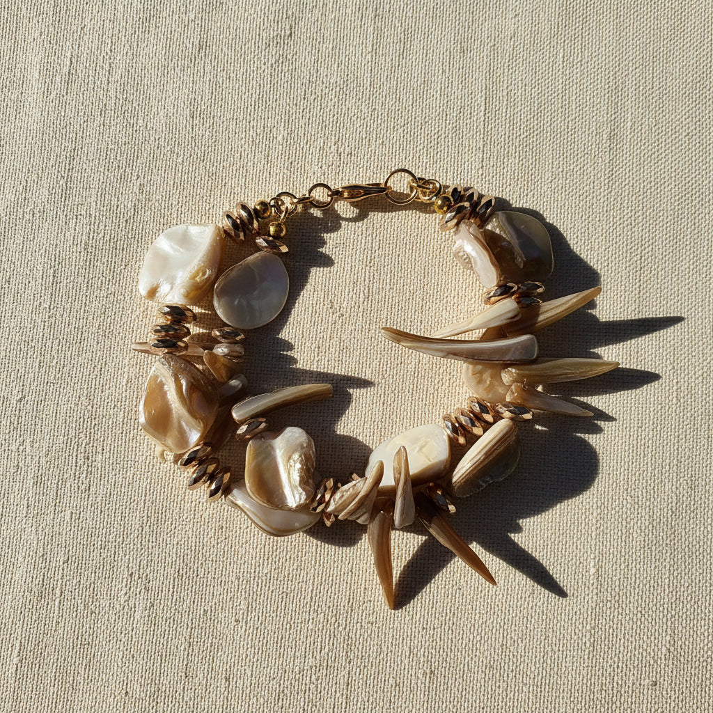Designs by DRL The Current double strand iridescent shell bracelet front view