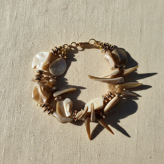 Designs by DRL The Current double strand iridescent shell bracelet front view