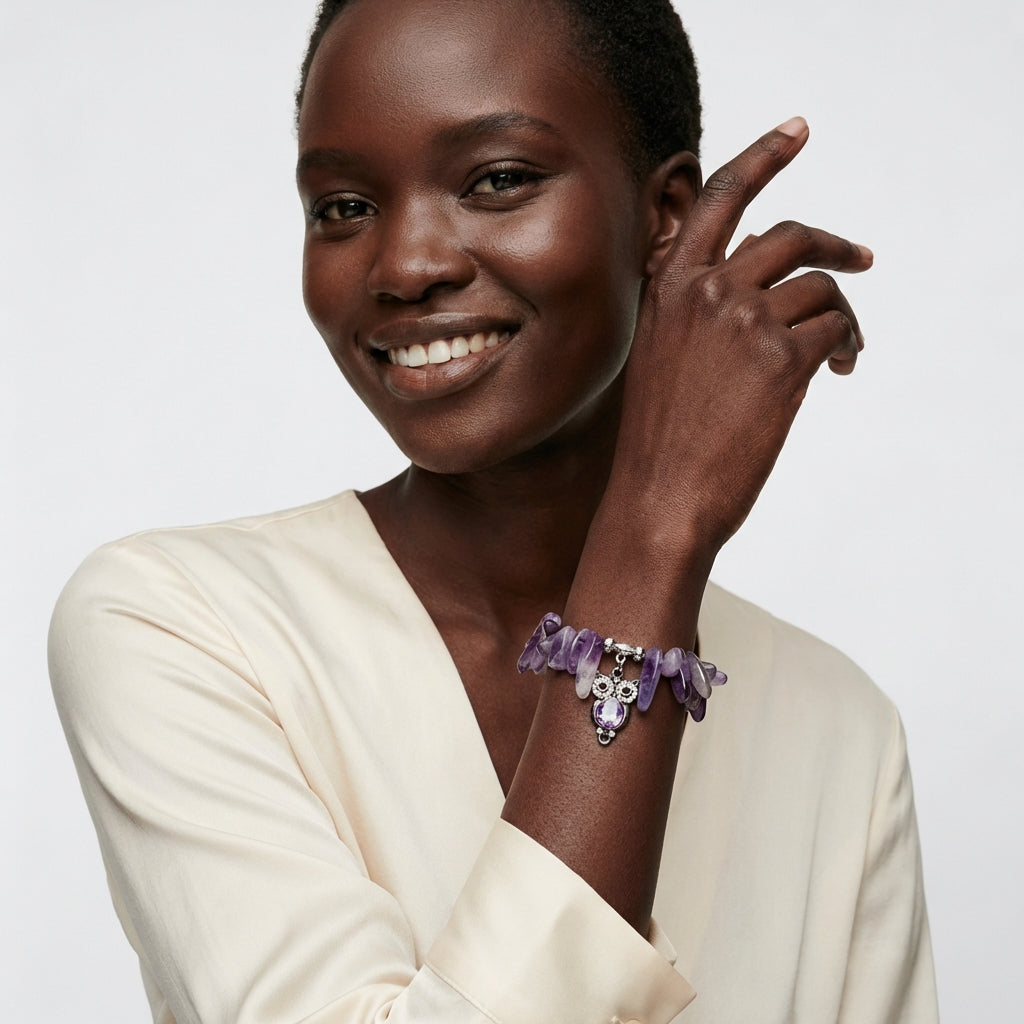 Amethyst Gemstone Stretch Bracelet