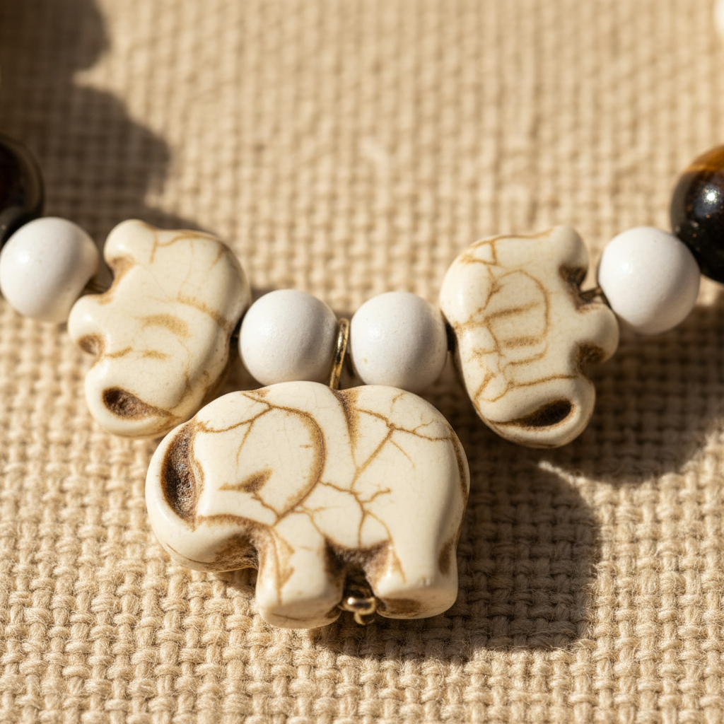 White Natural Turquoise Elephant Earrings