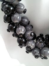 Load image into Gallery viewer, Chunky Black and Grey Beaded Necklace and Matching Dangle Earings