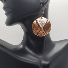 Load image into Gallery viewer, Copper and Silver Dusted Disc Earrings