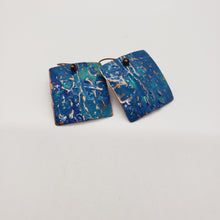 Load image into Gallery viewer, Copper Textured Turquoise Enameled Earrings