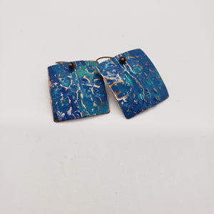 Copper Textured Turquoise Enameled Earrings